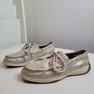 Sperry Top Sider Gold Metallic Leather Casual Walking Boat Shoes Size Girl's 4